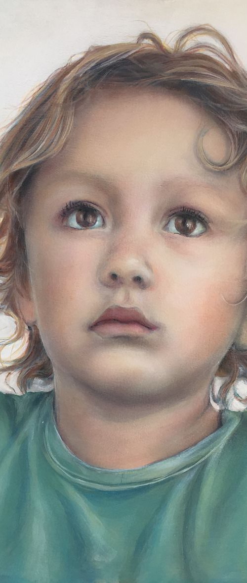 Boy on Waking (52.5 X 50cm) - COMMISSION by David Tracey