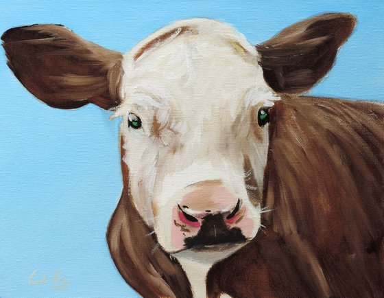 Cow oil on panel