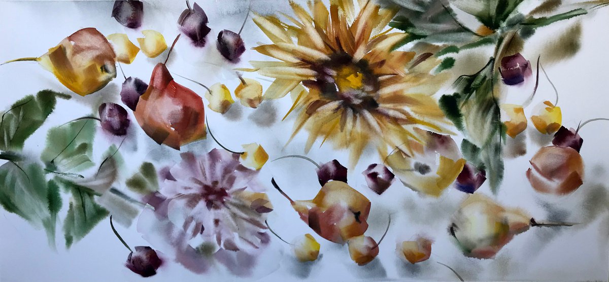 Summer motive. one of a kind, original watercolor by Galina Poloz