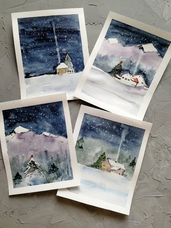 Christmas winter painting