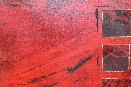 Red Composition - Acrylic Art Painting, Framed, Matted Painting, Abstract Painting,  Large Painting, Wall Art