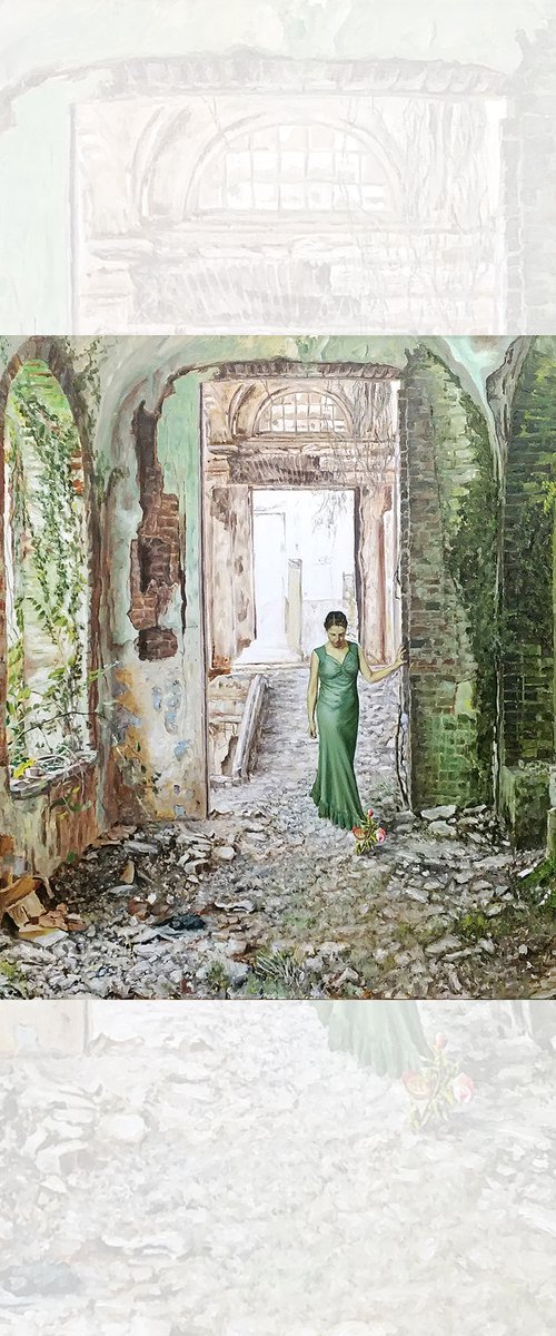 Awakening - extra large interior painting inspired by abandoned castle in the mountains by Leonid Plekhanov