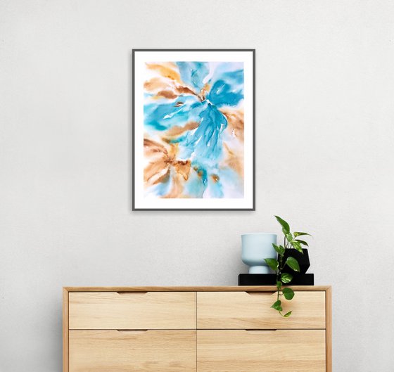 Abstract turquoise flowers