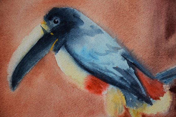 Bird original watercolor painting, tropical birds, gift for animal lover