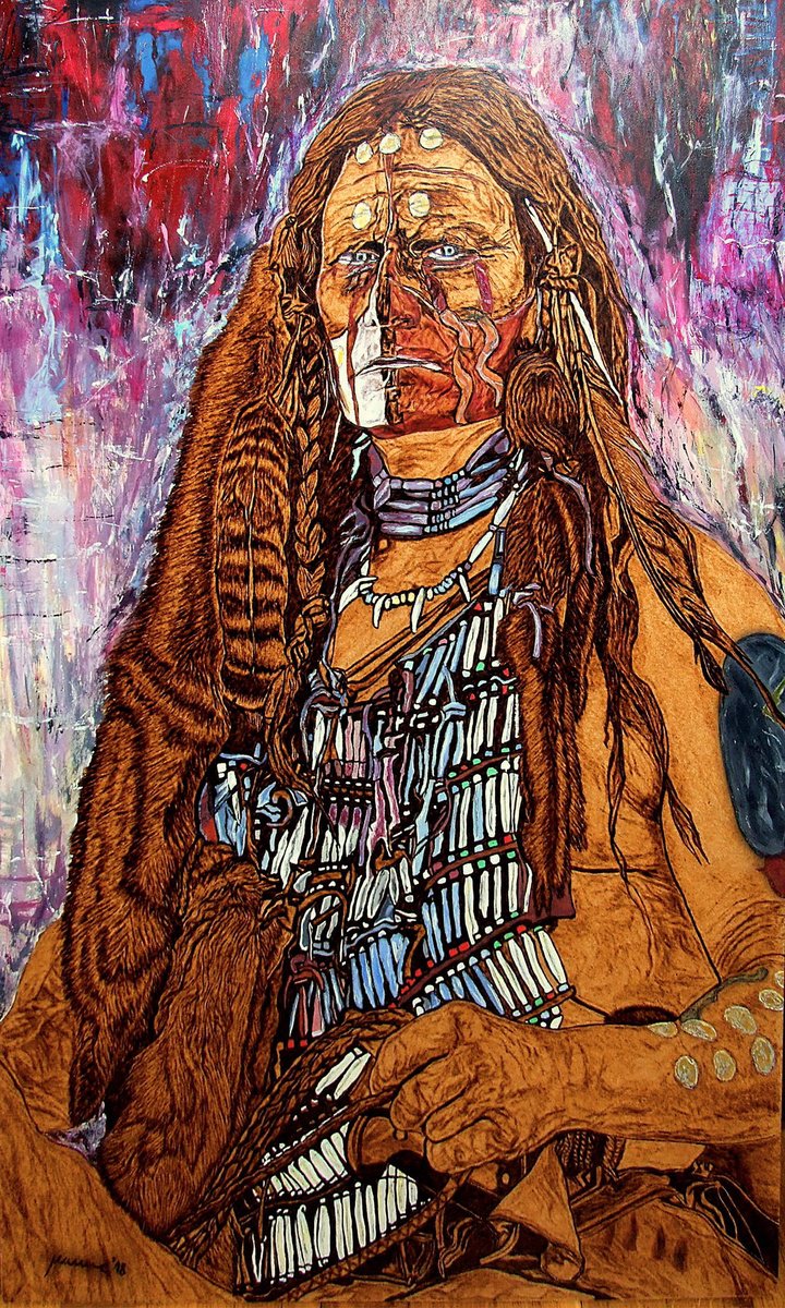 Expressive Painting , Comanche By Milis Pyrography, 24 X 39, Artwork For Sale On Artfinder