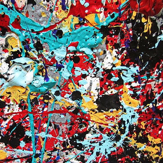 WATER-EARTH-FIRE, POLLOCK MODE, framed