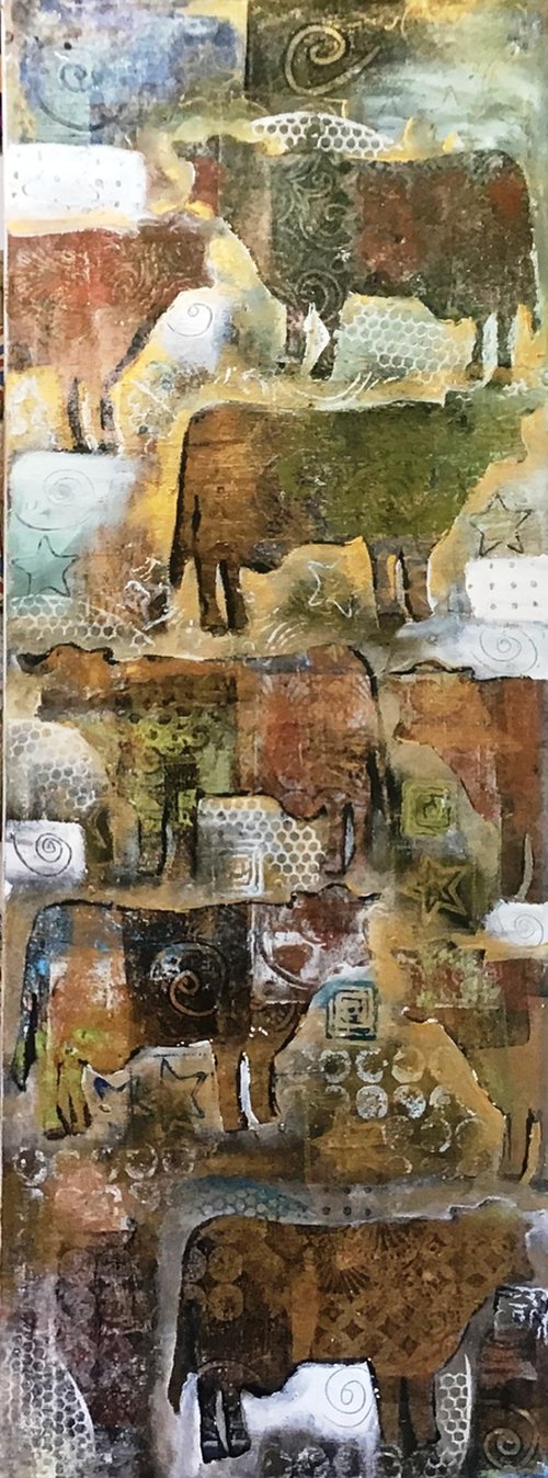 Cows  Bohemian  Style by Maxine Anne  Martin