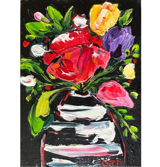 Flowers with black background