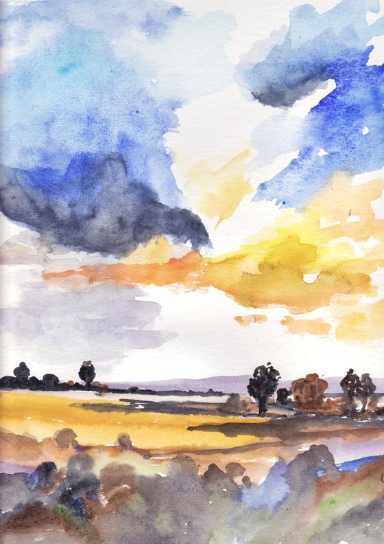 Landscape with a Big Sky and Clouds