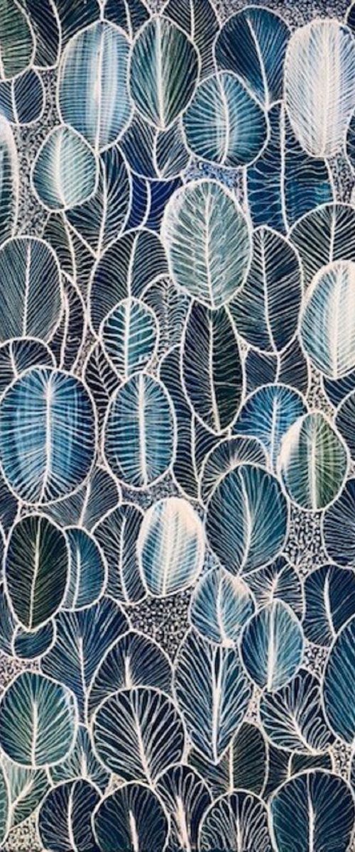 Abstract Blue Leaves CZ19011 by Carol Zsolt