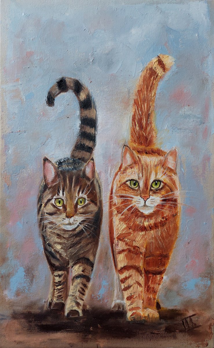 Feline Companionship By Ira Whittaker, 12 X 19, Artwork For Sale On Artfinder