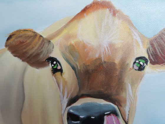 Cow painting moo oil on canvas