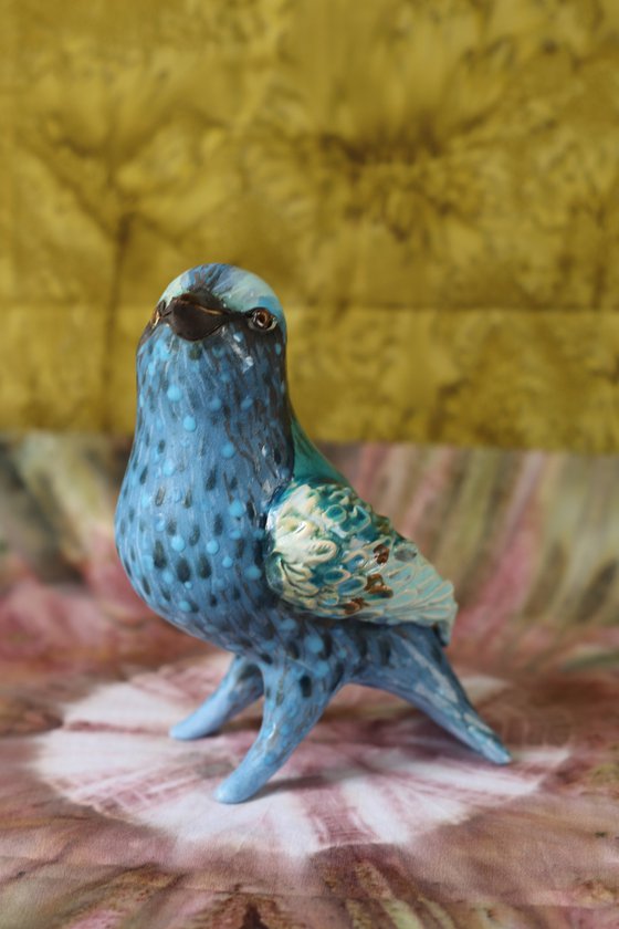 Blue Birdy. Ceramic sculpture