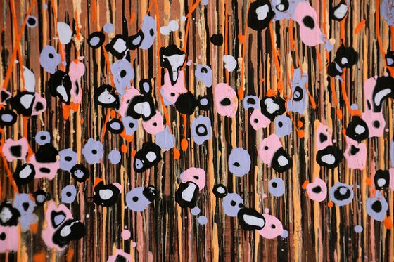 "Technicolor Pink" - Super sized original abstract floral painting