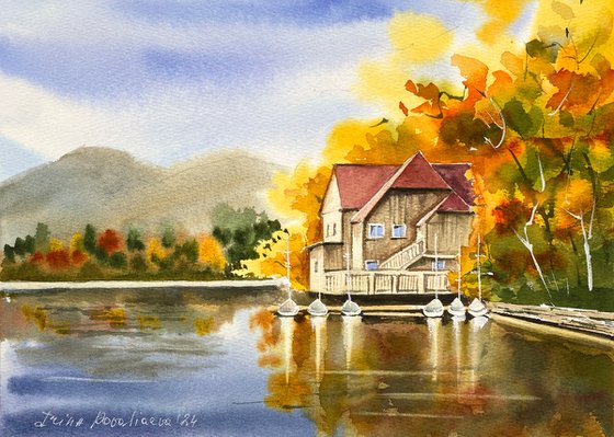 Autumn Lake Boathouse