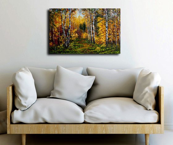 Birches in the autumn forest