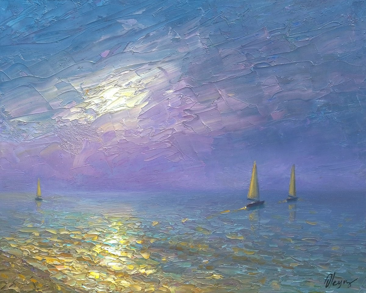 Impressionistic Landscape Oil Painting By Dmitry Oleyn, 20 X 16, Sea, Original Artwork