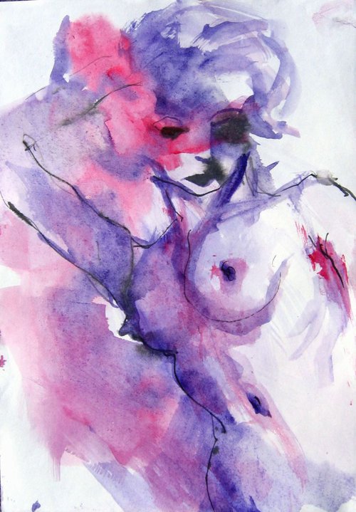 nude woman -dancer by Goran Žigolić Watercolors