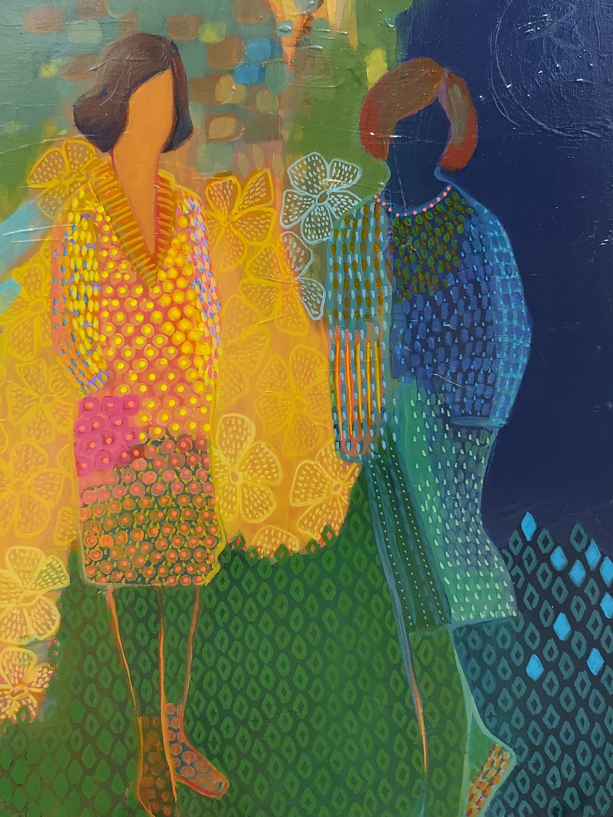 Impressionistic Portrait Acrylic Painting By Gitti Gv, 12 X 16, Autumn Walk, Original Artwork