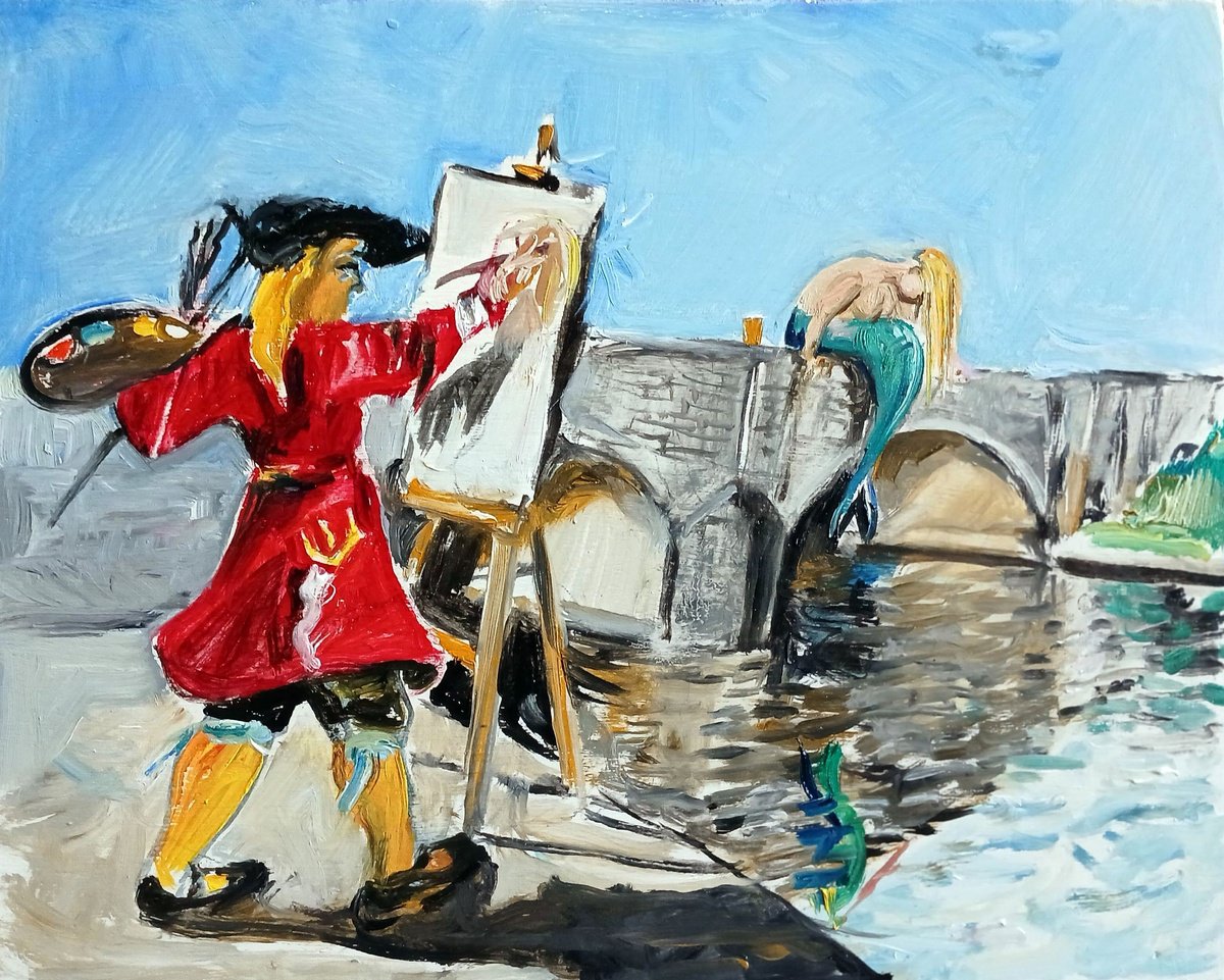 Portrait Oil Painting By Chris Walker, 9 X 8, Abingdon Mermaid, Original Artwork