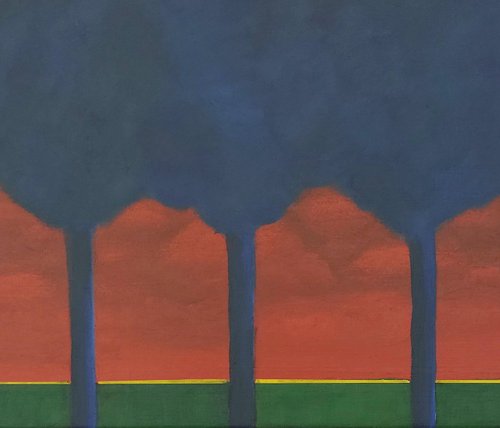 Trees are blue, the sky is glowing by Nelly van Nieuwenhuijzen
