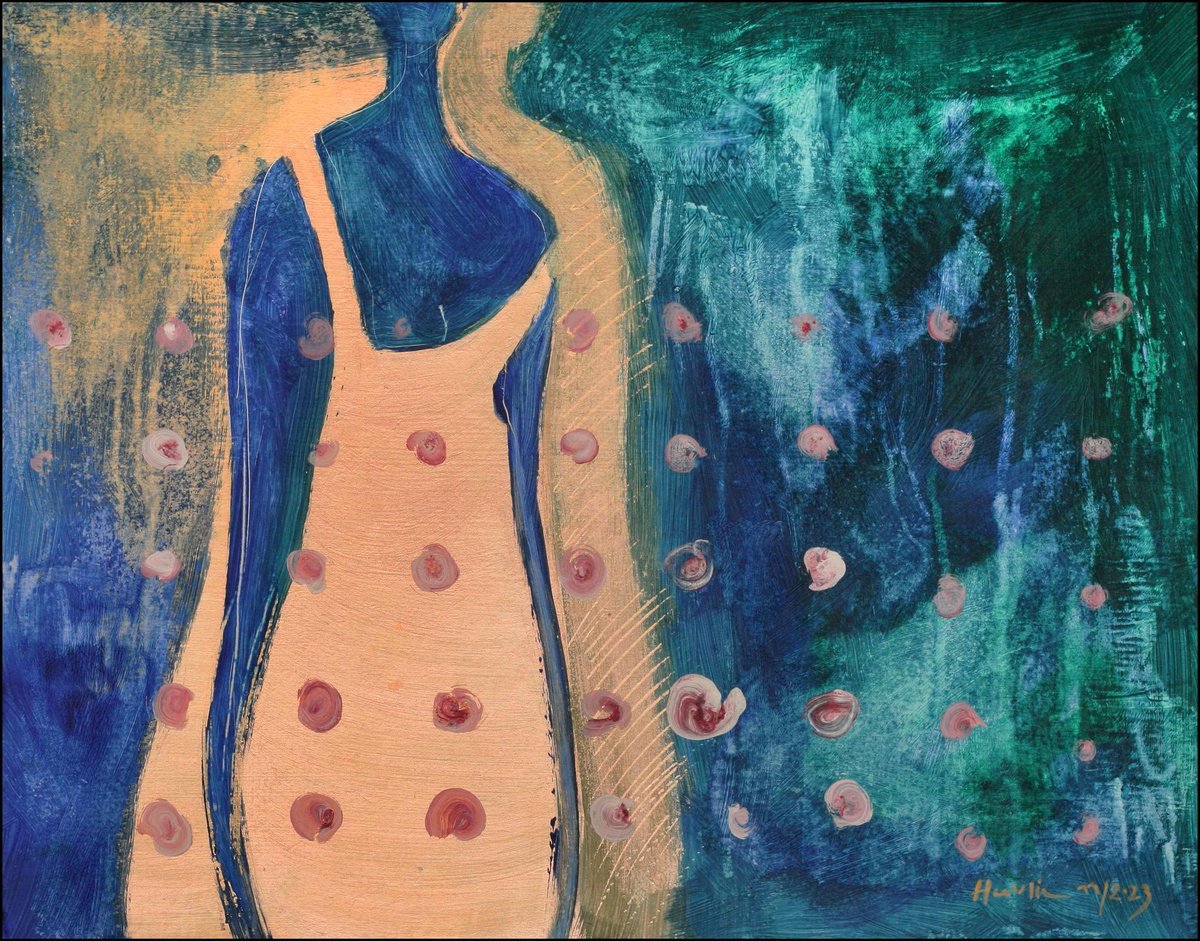 Portrait Acrylic Painting By Jiri Havlik, 22 X 18, Midnight, Original Artwork