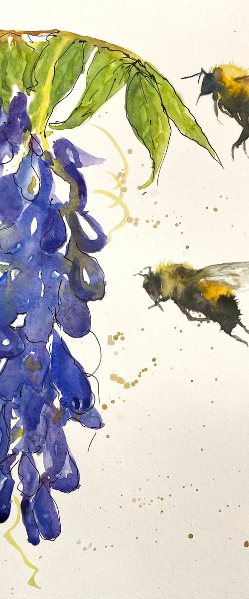 Wisteria & Bees by Teresa Tanner