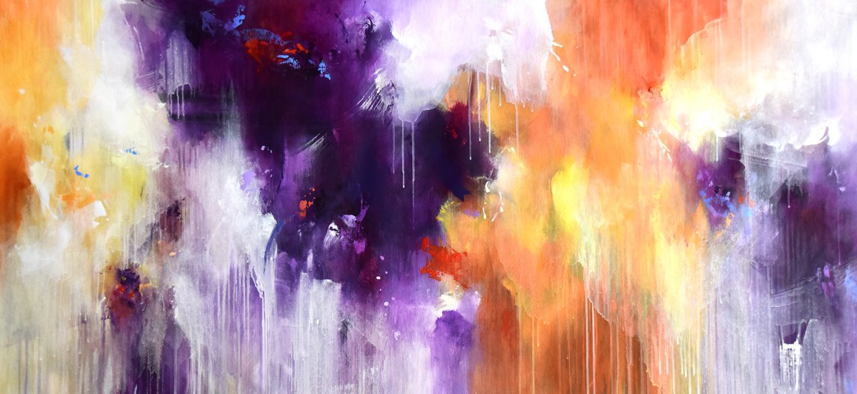 Abstract Acrylic Painting By Kirsten Handelmann, 63 X 31", Early Riser, Original Artwork