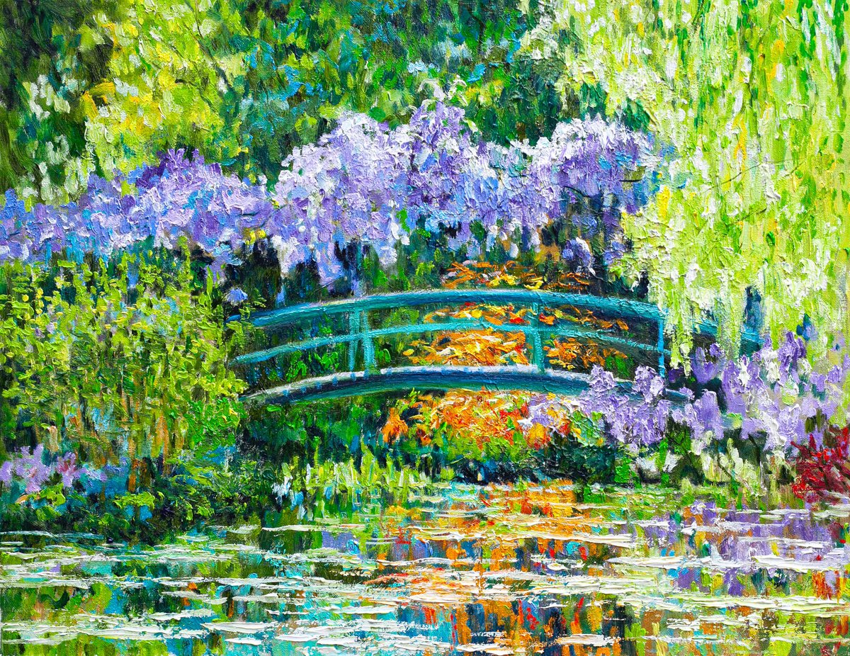 Expressive Landscape Oil Painting By Liudmila Pisliakova, 18 X 14", The Bridge, Original Artwork