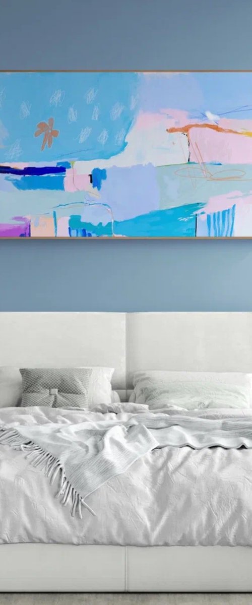 Blue Sky Pink Clouds Abstract by Sasha Robinson