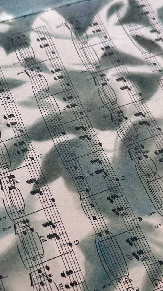 Vintage Sheet Music Nature Silhouette Art