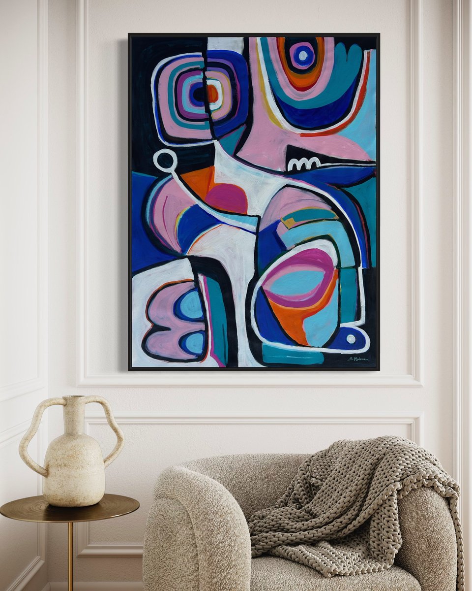 Abstract Acrylic Painting By Samantha Malone, 37 X 50", The Unexpected Groove, Original Artwork