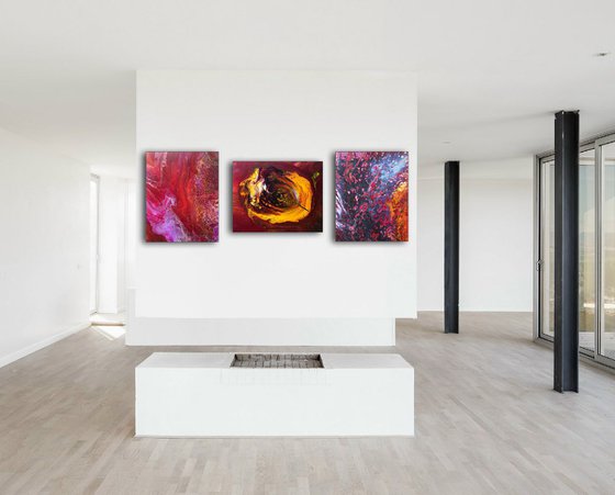 "Birth Of Consciousness Series" - FREE USA SHIPPING - Original Triptych, Abstract PMS Acrylic Paintings Series - 52" x 20"