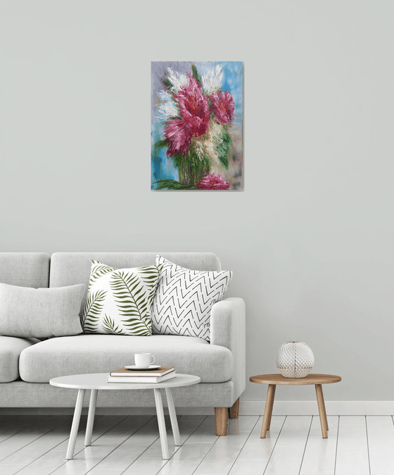 Abstract flowers(50x70cm, oil painting, palette knife)