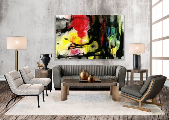 Dancing To The Music - XXL Abstract Painting by Kathy Morton Stanion