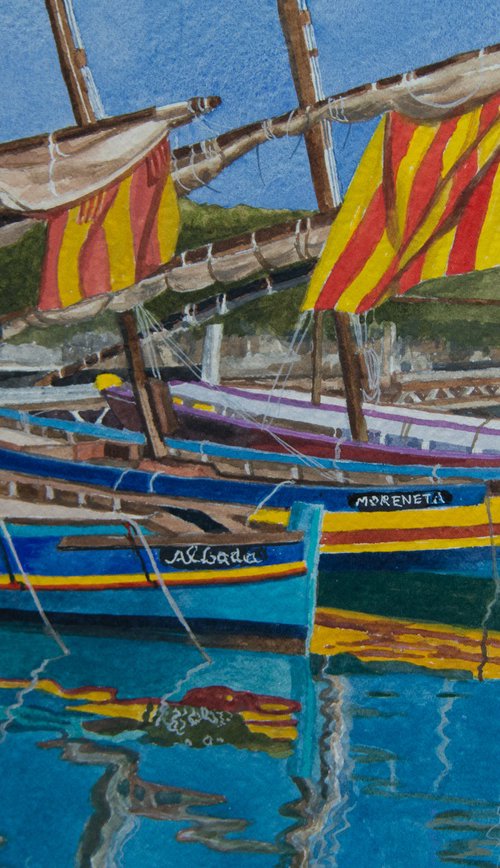 Colourful Boats, Catalonia, Spain by Sue Cook