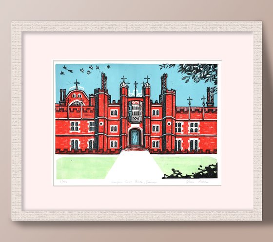 Hampton Court Palace, London, summer. Large Limited Edition linocut