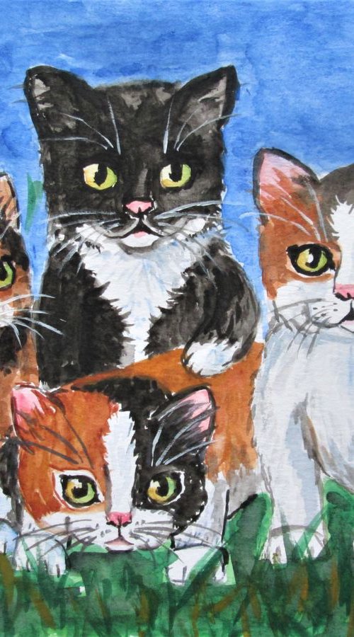 Kittens and Flowers by MARJANSART