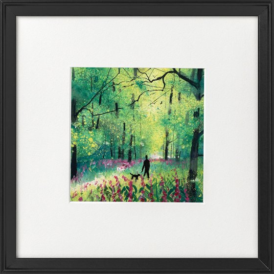 Seasons -  Late Spring Woodland Walk with the dog Framed