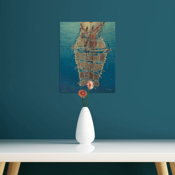 Reflection of a boat sail