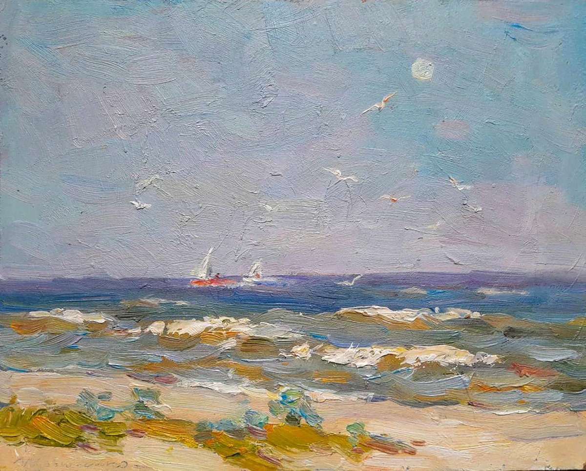 Impressionistic Landscape Oil Painting By Ivan Kovalenko, 12 X 9, Coast Of Odessa, Original Artwork