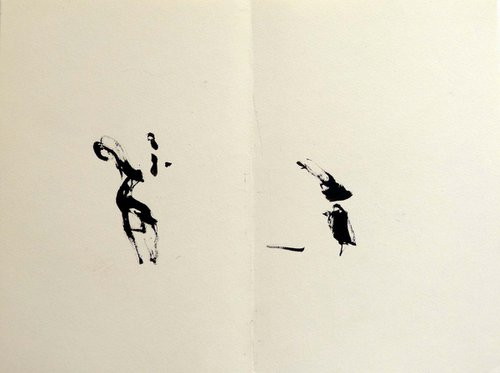 Minimalist  Stains 1, diptych 16x24 cm by Frederic Belaubre