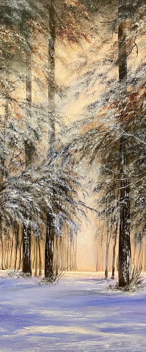 First snow - original oil painting best gift home decor christmas by Tanja Frost