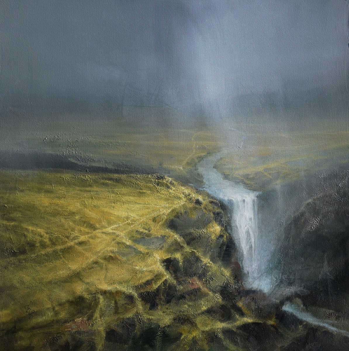 Abstract Landscape Oil Painting By Ivan Grozdanovski, 39 X 39, Agartha - The Call Of Serenity, Original Artwork