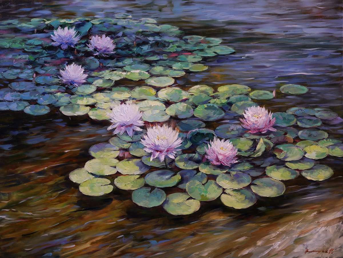 Impressionistic Landscape Oil Painting By Gennady Vylusk, 31 X 24, Whisper Of Water, Original Artwork