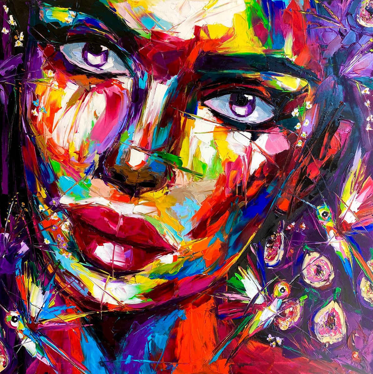 Expressive Oil Painting , A Whimsical Delight By Lina Redford, 31 X 31, Artwork For Sale On Artfinder