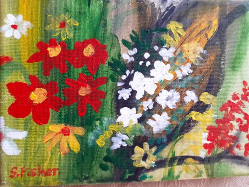flowers in red and yellow by Sandra Fisher