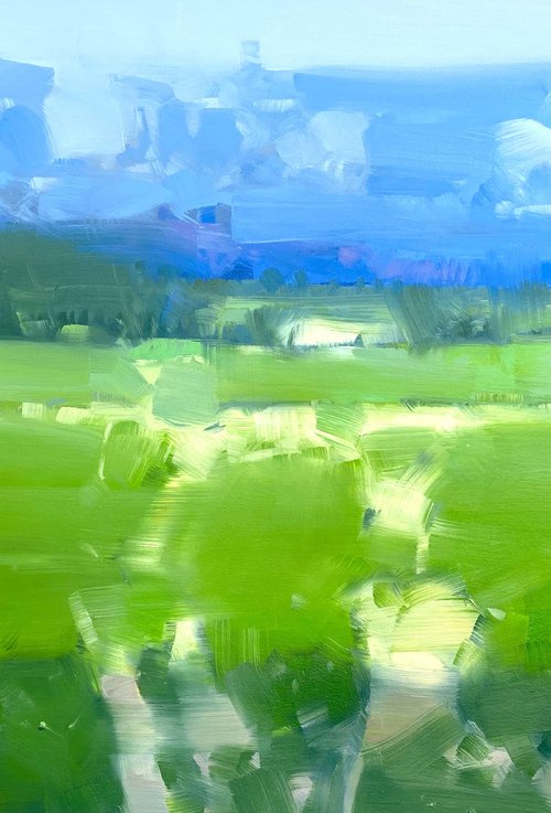 Summer Field, Original oil painting, Handmade artwork, One of a kind by Vahe Yeremyan