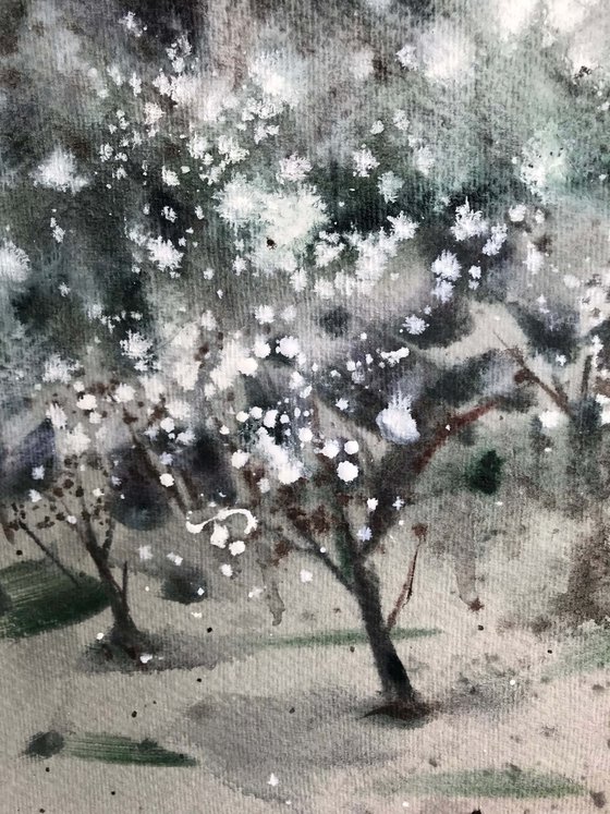 Thousands of cherry blossoms 5. One of a kind, original painting, handmade work, gift, watercolour art.