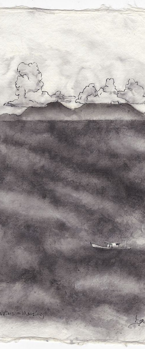 Deep Waters, Mersing, pen & ink by Gordon T.